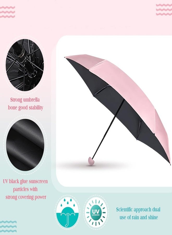 coku 38-inch Portable Mini Umbrella for Women, Men, Kids, Girls, Boys 3 Fold umbrella for Sun Protection & Rain Foldable & Lightweight Manual Open Umbrella for Travel (Pink) - Image 5